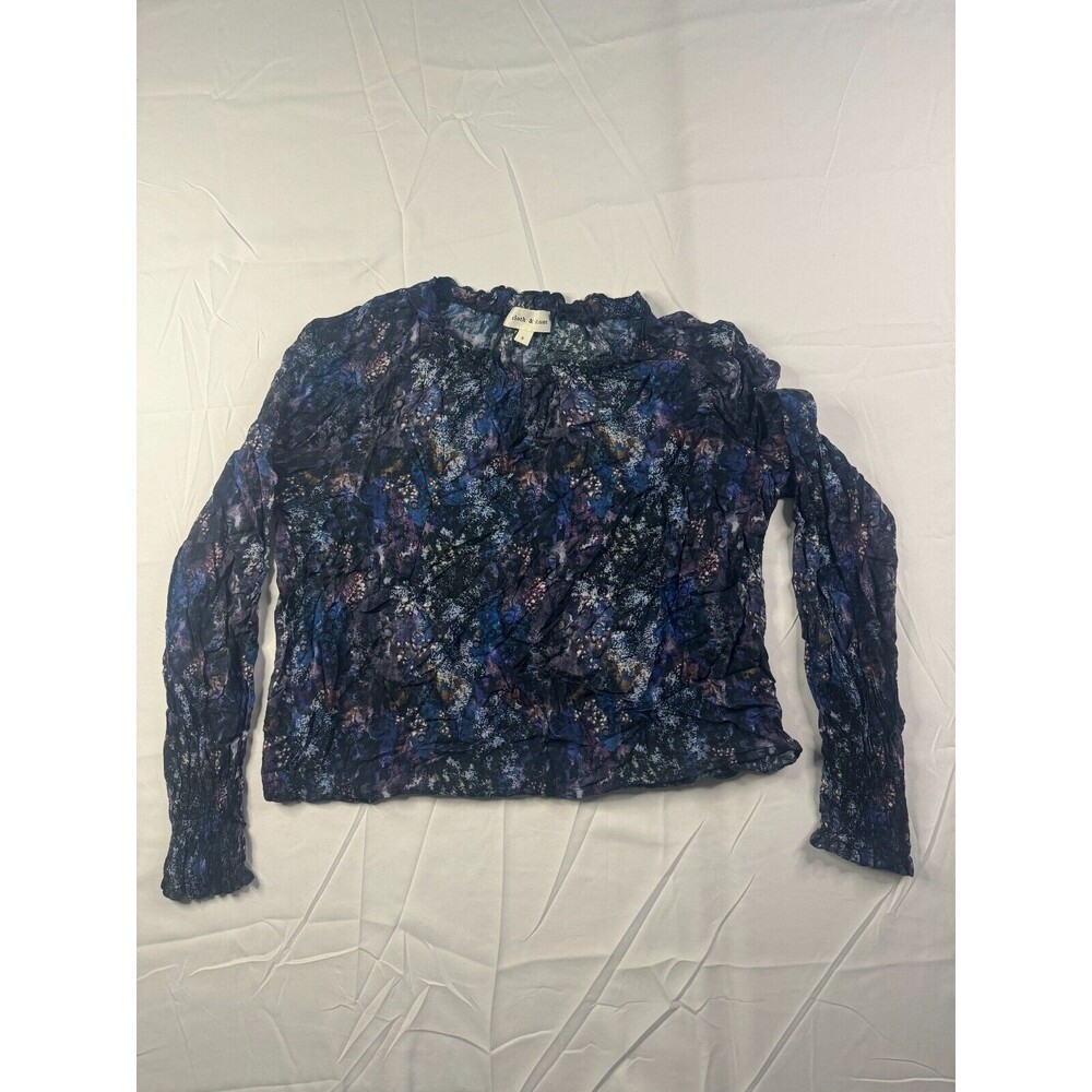 Cloth & Stone Blouse Womens Size S Colorful Print Long Sleeve Midnight Seascape